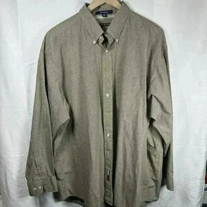 Tommy Hilfiger khaki classics long sleeve button down shirt 18/34-35